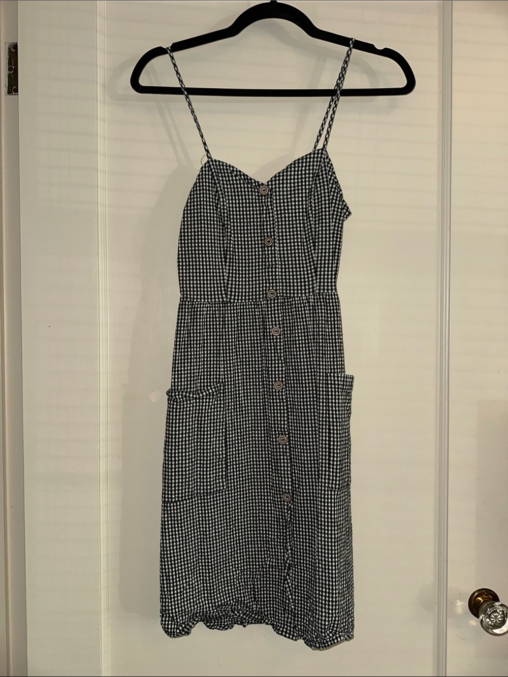 Potters Pot Black & White Gingham Button-Front mini dress